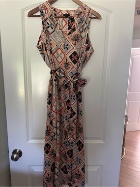 Ann Taylor Factory Sleeveless Maxi Dress in Beige, Black and Rust